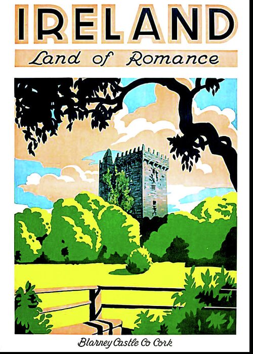 Ireland Greeting Card featuring the painting Ireland, land of romance, blarney castle with gardens by Long Shot