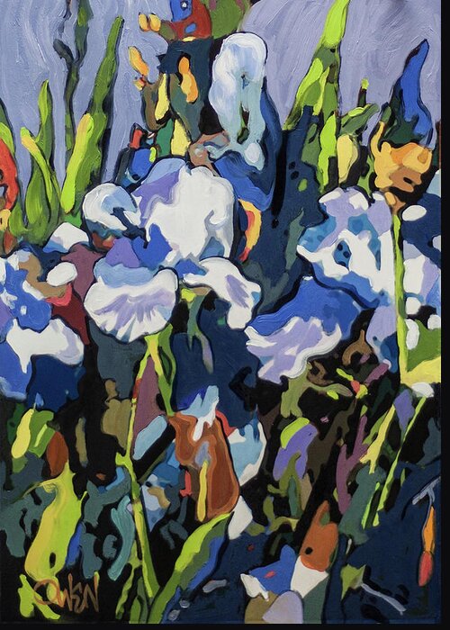 Iris Greeting Card featuring the painting Iris, Late Afternoon by Rob Owen