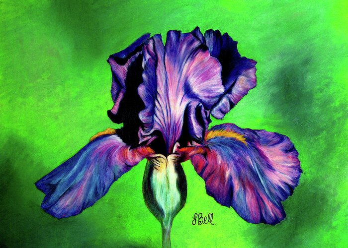 Iris Greeting Card featuring the painting Iris by Laura Bell