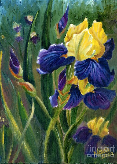 Iris Greeting Card featuring the painting Iris by Renate Wesley