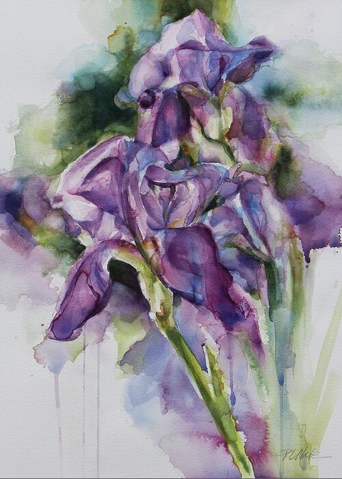 Watercolor Greeting Card featuring the painting Iris Song by Tracy Male