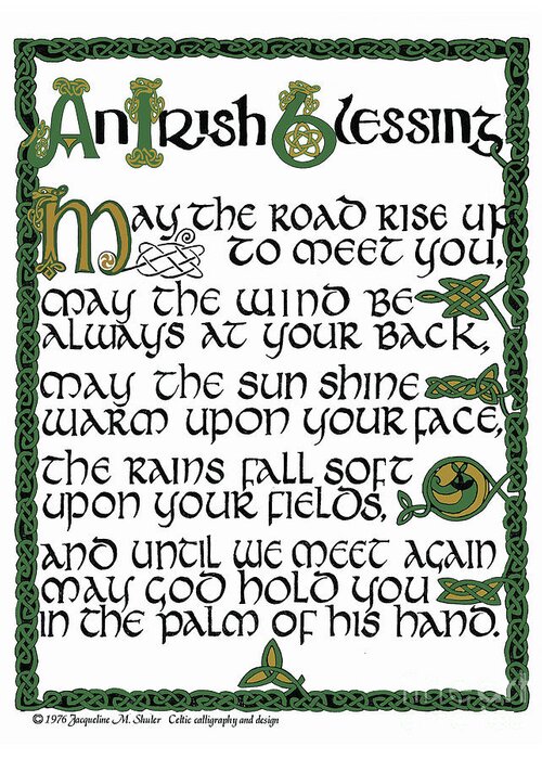 Irish Greeting Card featuring the drawing Irish Blessing by Jacqueline Shuler