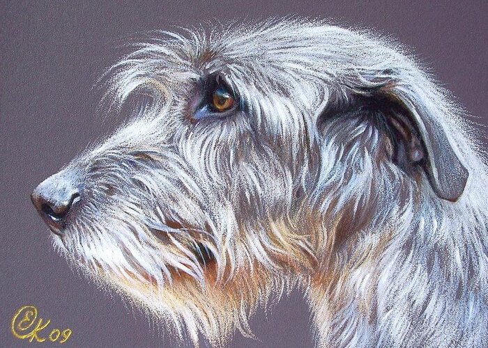 Dog Greeting Card featuring the drawing Irish Wolfhound 2 by Elena Kolotusha
