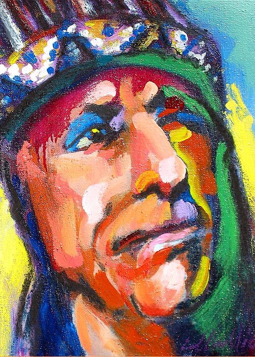 Cody Greeting Card featuring the painting Iron Eyes Cody by Les Leffingwell