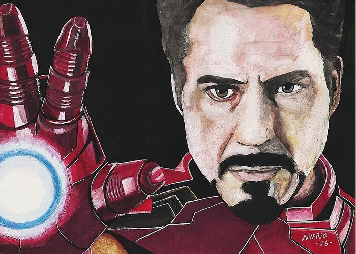 Iron Greeting Card featuring the painting Iron Man by Edwin Alverio
