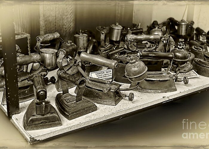 Irons Of Yesteryear Greeting Card featuring the photograph Irons of Yesteryear by Kaye Menner