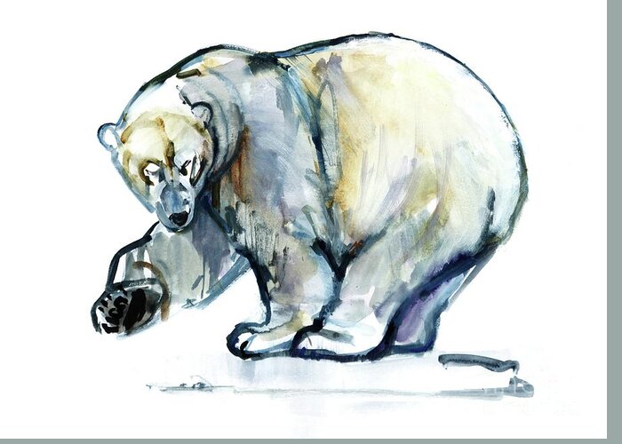 Polar Bear Greeting Card featuring the painting Isbjorn by Mark Adlington
