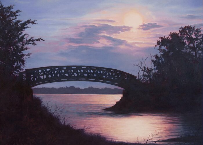 Landscape Greeting Card featuring the painting Island Bridge by Heidi E Nelson