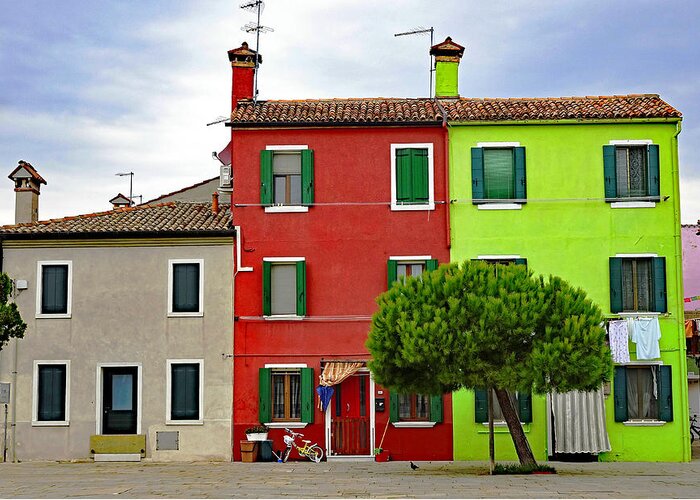 Colorful Houses Greeting Card featuring the photograph Island Of Burano Tranquility by Rick Rosenshein
