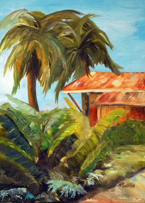Tropical Greeting Card featuring the painting Island Sugar Shack by Phil Burton