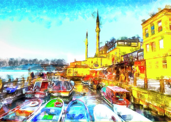 Istanbul. Istanbul Turkey Greeting Card featuring the mixed media Istanbul Turkey Art by David Pyatt