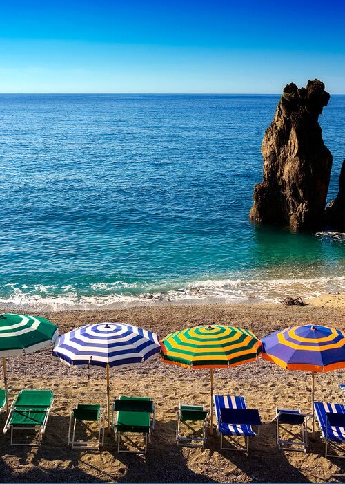 Cinque Terre Greeting Card featuring the photograph Italian beach scene by John Wong