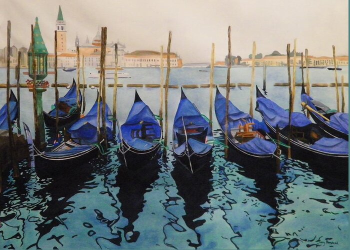 Boats Greeting Card featuring the painting Italian Waters by Terry Honstead