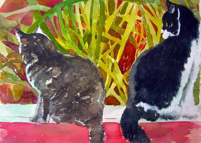 Cats Greeting Card featuring the painting It's a Jungle Out There by Patsy Walton