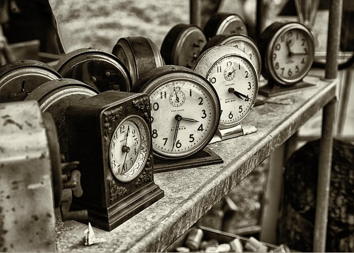 Clocks Greeting Card featuring the photograph It's about time by John Hoey