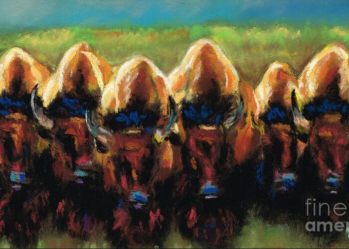 Bison Greeting Card featuring the painting Its All Bull by Frances Marino