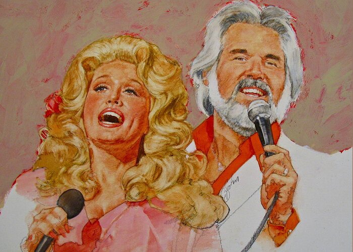 Acrylic Painting Greeting Card featuring the painting Its Country - 8 Dolly Parton Kenny Rogers by Cliff Spohn