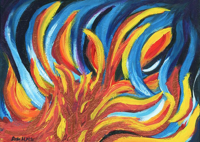 Fire Greeting Card featuring the painting Its Elemental by Ania M Milo