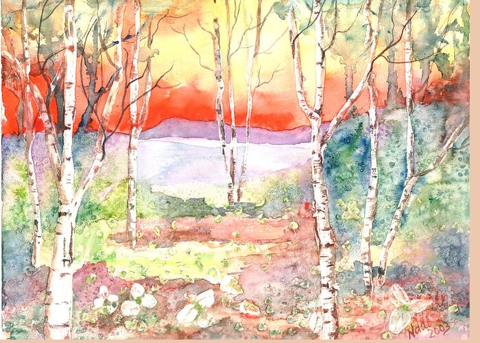 Sunset Greeting Card featuring the painting Ivan's Eve by Renate Wesley