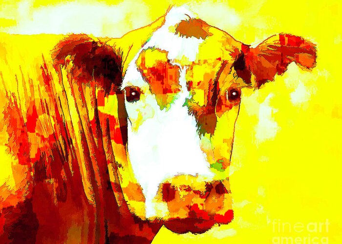 Cow Greeting Card featuring the photograph Yellow Cow by Joyce Creswell