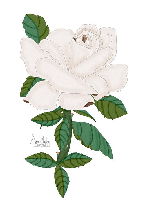 Ivory Rose Greeting Card featuring the painting Ivory Rose by Anne Norskog