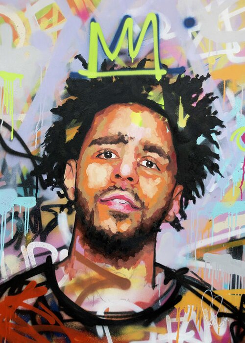 J Cole Greeting Card featuring the painting J Cole by Richard Day