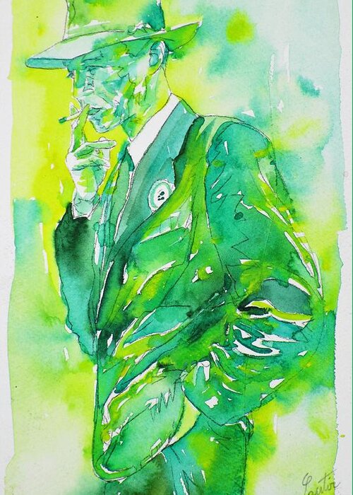 Oppenheimer Greeting Card featuring the painting J. ROBERT OPPENHEIMER - watercolor portrait.4 by Fabrizio Cassetta