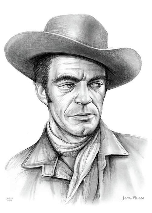Jack Elam Greeting Card featuring the drawing Cowboy Jack Elam by Greg Joens