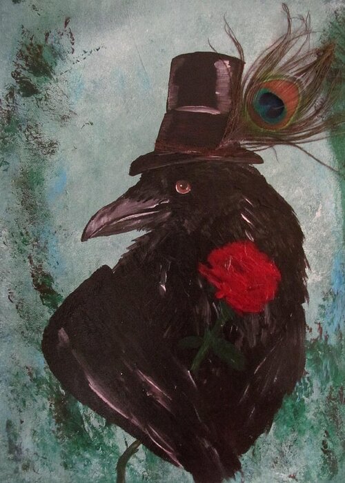 Raven Greeting Card featuring the painting Jack the Ladd by Susan Voidets