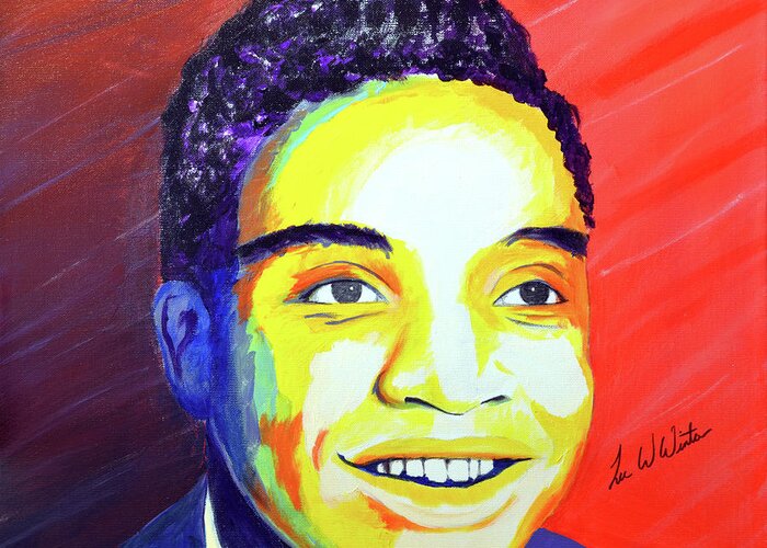 Jackie Greeting Card featuring the painting Jackie Wilson by Lee Winter