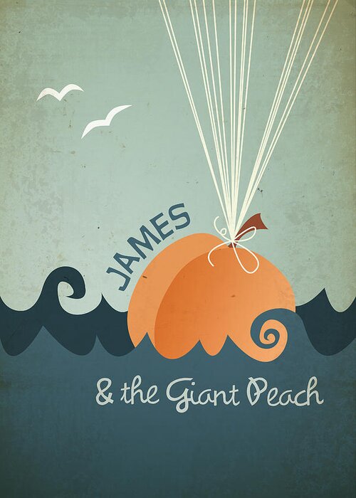 James Greeting Card featuring the digital art James and the Giant Peach by Megan Romo