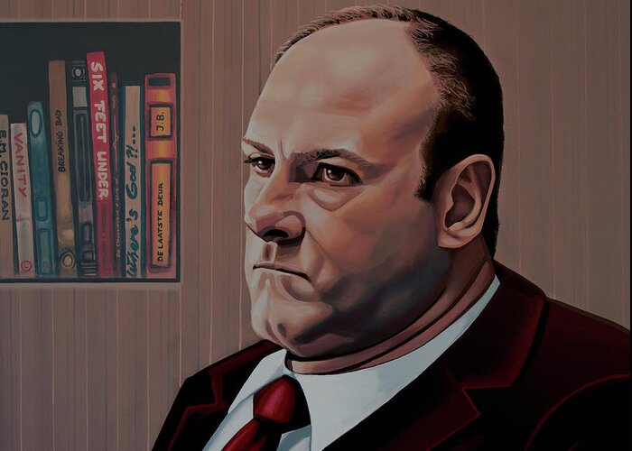 The Sopranos Greeting Card featuring the painting James Gandolfini Painting by Paul Meijering