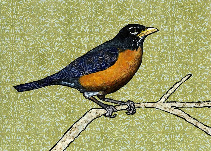 Robin Greeting Card featuring the painting James by Jacqueline Bevan