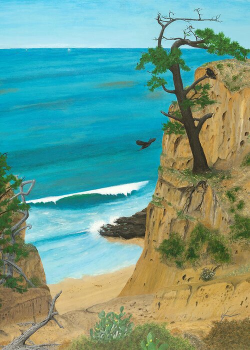 Seascape Greeting Card featuring the painting January at Torrey Pines by L J Oakes