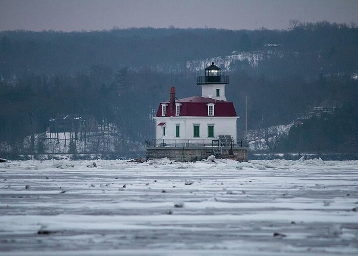Lighthouse Greeting Card featuring the photograph January Morning at Esopus Light by Jeff Severson