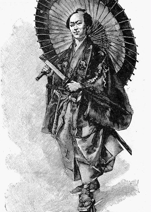 1893 Greeting Card featuring the photograph Japan: Samurai, 1893 by Granger