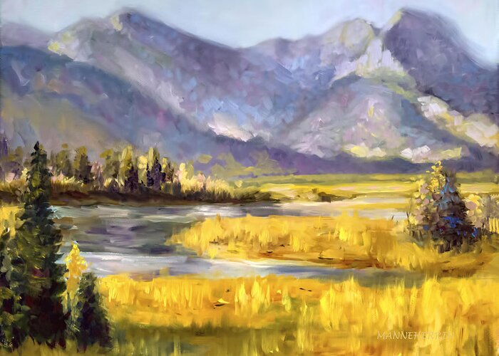 Jasper Greeting Card featuring the painting Jasper Lakes Canada by Melissa Herrin