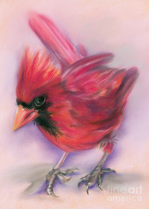 Bird Greeting Card featuring the painting Jaunty Redbird Cardinal by MM Anderson