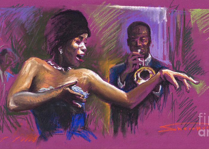 Jazz Greeting Card featuring the painting Jazz Song.2. by Yuriy Shevchuk
