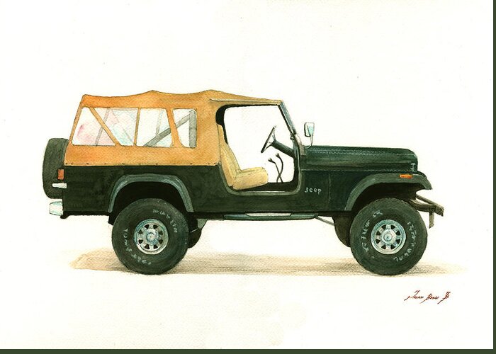 Jeep Greeting Card featuring the painting Jeep CJ8 by Juan Bosco