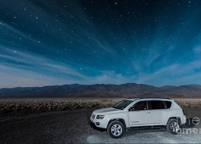 Jeep Under The Stars Greeting Card featuring the photograph Jeep under the Stars by Jim DeLillo