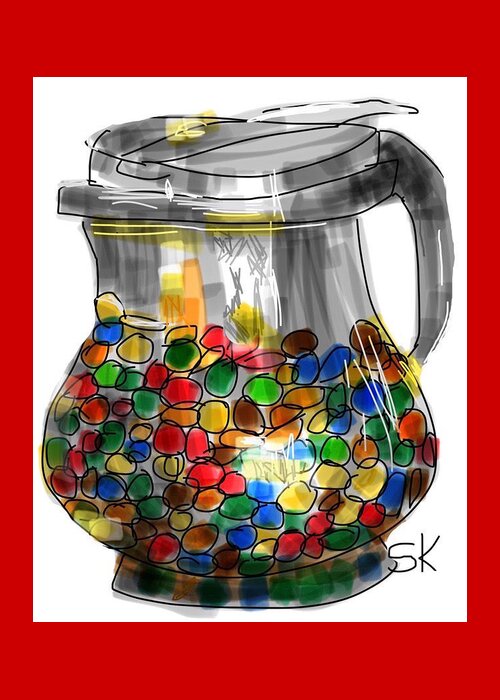 Candy Greeting Card featuring the digital art Jellybean Dispenser by Sherry Killam