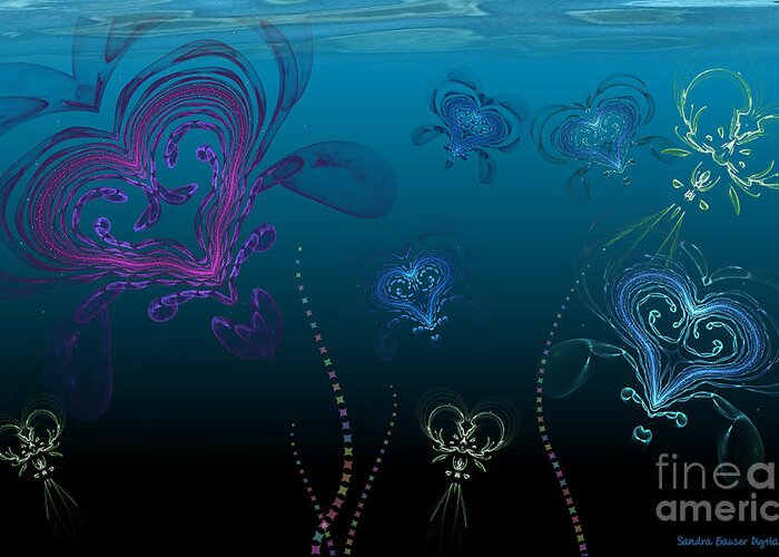 Valentine Greeting Card featuring the digital art Jellyfish Love by Sandra Bauser