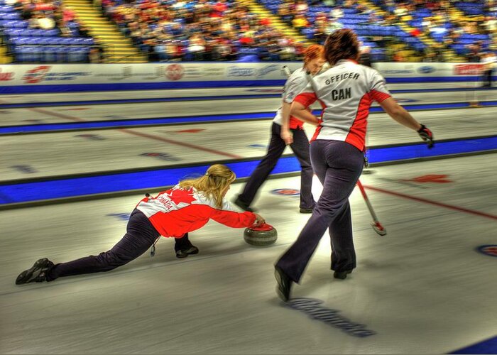 Curling Greeting Card featuring the photograph Jennifer Jones Throws by Lawrence Christopher