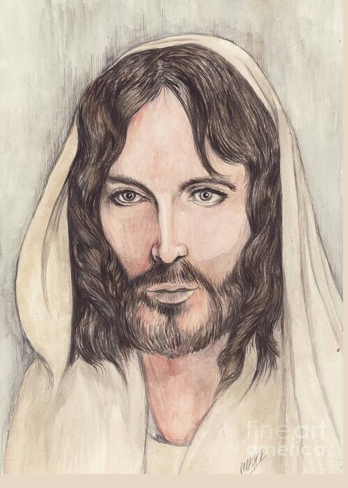 Christ Greeting Card featuring the painting Jesus of Nazereth by Morgan Fitzsimons
