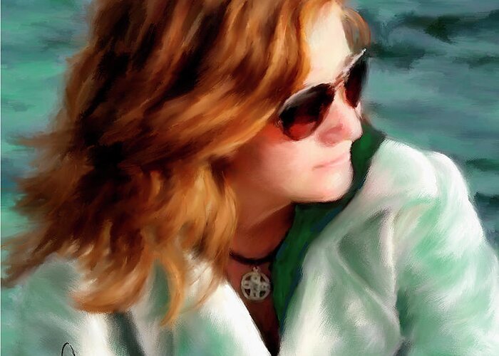 Red Head Greeting Card featuring the painting Jewel of Contemplation by Colleen Taylor