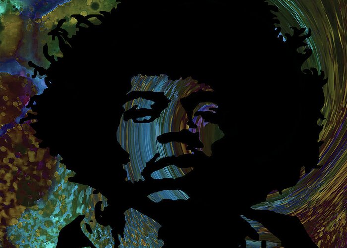 Mimi Hendrix Greeting Card featuring the mixed media Acid Graphic Jimi Hendrix by Lesa Fine
