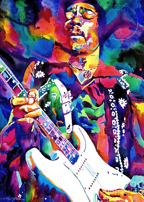 Jimi Hendrix Greeting Card featuring the painting Jimi Hendrix Purple by David Lloyd Glover