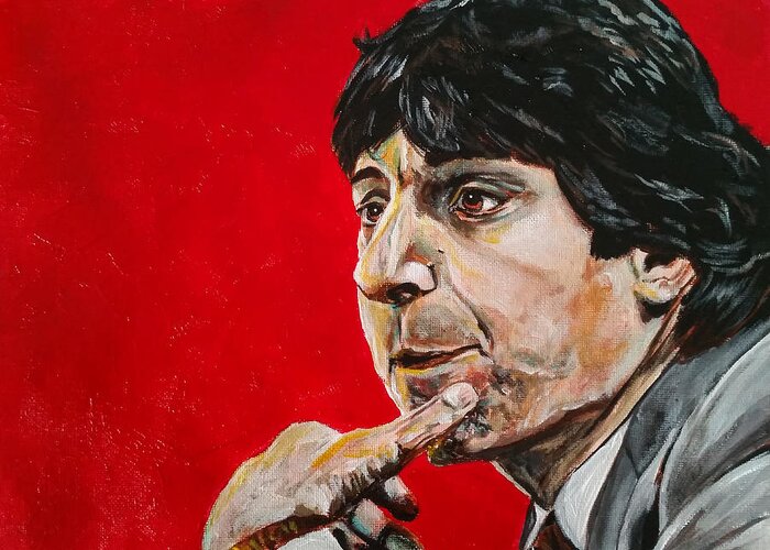 Portrait Greeting Card featuring the painting Jimmy V by Joel Tesch
