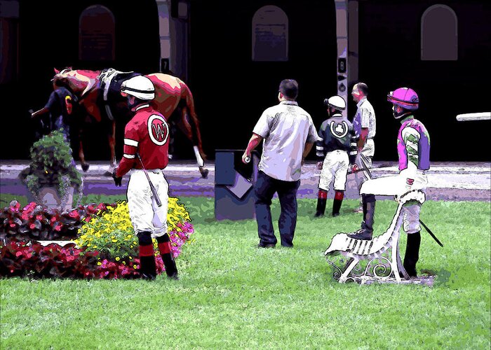 Jockey Greeting Card featuring the digital art Jockeys Painting by Newwwman